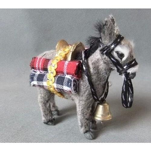 Simulation cute yellow gray donkey 11x5x10cm toy model polyethylene&furs donkey model home decoration props ,model gift d206