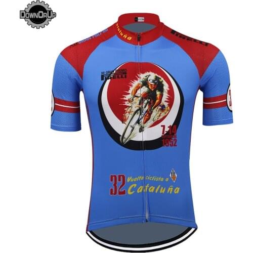 2020 Retro Mens Cycling Jersey Blue/Red Short Sleeve Breathable Bicycle Wear Triathlon Maillot Ciclismo Hombre