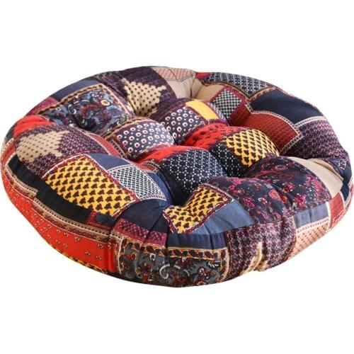 Cotton and Linen Futon Hip Cushion Thick Fabric round Retro Balcony Bay Window Tatami Window Sill Sitting Floor