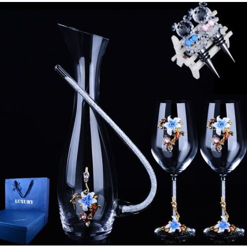 FIVE PIECE SET CRYSTAL WINE GLASS CREATIVE DECANTER WINE STOPPER MARRY BAR BANQUET EUROPEAN STYLE UPSCALE CHAMPAGNE CUP