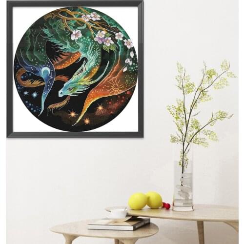 Beginner Stamped Cross Stitching Kits Embroidery Clear Symbols Dragon Patterns 11CT Counted Handmade Needlework Sets