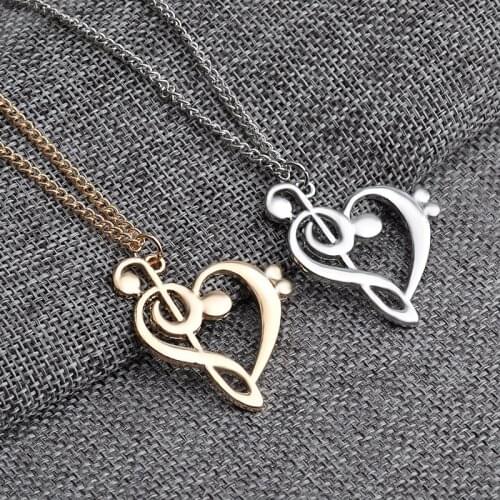 New Miss Zoe Minimalist Simple Fashion Hollow Heart Shaped Musical Note Pendant Necklace Music Jewelry Gold Silver Special Gift
