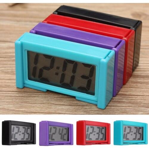 New LCD Screen Digital Car Dashboard Clock Desk Time Adsorption Bracket Home Office