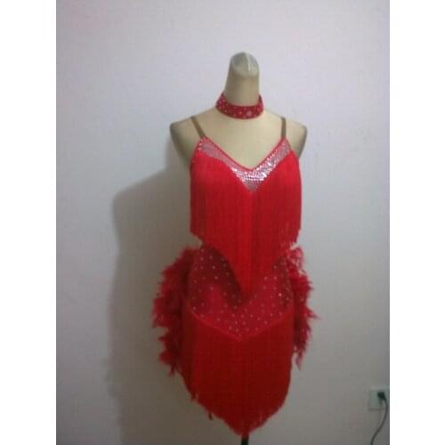 New style Latin dance costume sexy senior Feather latin dance competition dress child and women latin dance dresses free to make