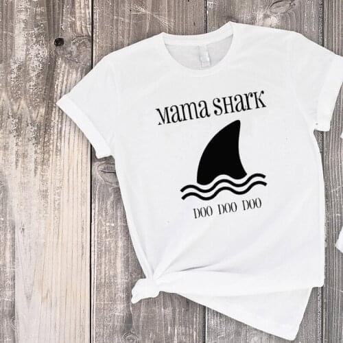 Mama Shark Clothes 2021 New Summer Mom and Son Matching Tops Cartoon Fashion Kids Tshirt Mommy and Me Love Family Look XL