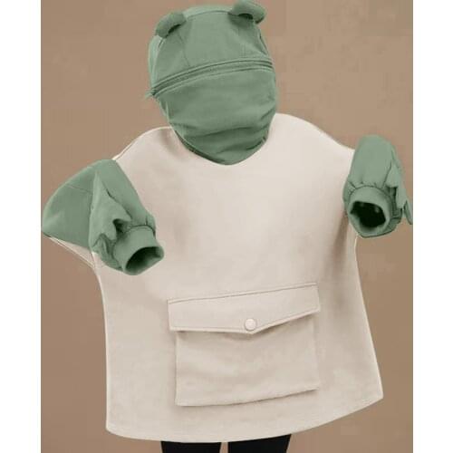 Autumn Women Hoodie Frog Pullover Sweatshirts Cute Shape Hoodie Loose Zipper Mouth Patchwork Sweatshirts With Large Pocket #40