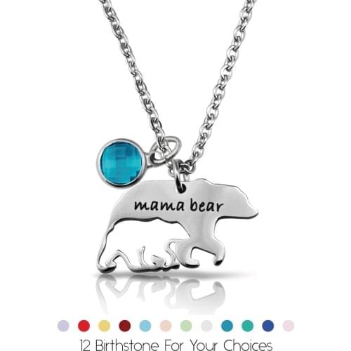 Fashion Cartoon Thanksgiving Gift Hollow Out Mama Bear Stainless Steel Jewelry Necklace Mama Bear