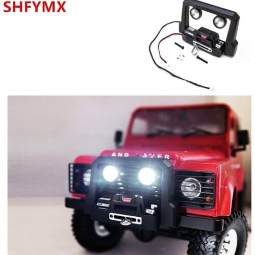 RC Car Accessories Metal Winch Bumper W/ LED Light Fit For 1/10 Scale Rock Crawler Toys 4WD Gelande II D90 D110 Upgrade Parts