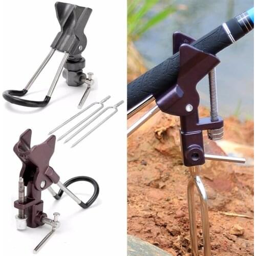 140x370mm Adjustable Stainless Steel Fishing Rod Pole Ground Insert Bracket Support Foldable Holder Rack AU Stand