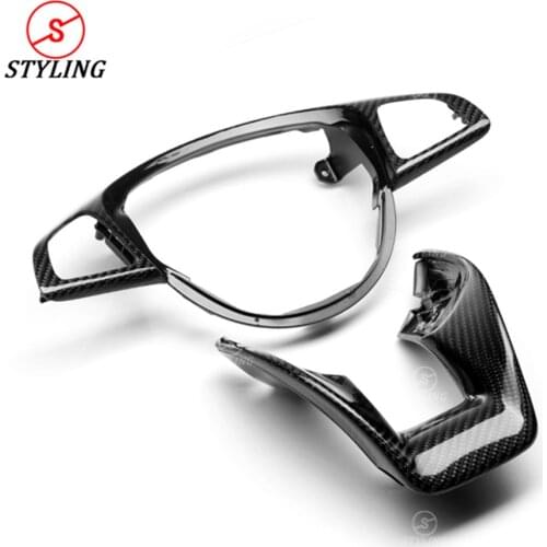 GLA45 AMG Steering Wheel Patch Trim For Mercedes-Benz AMG W213 A45 W205 W176 E63 W117 CLA45 Carbon Fiber Interior Trim 2015-2019