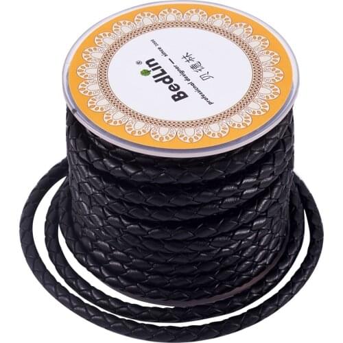 1Roll Round Genuine Braided Leather Cord Rope for Necklace Bracelet Jewelry DIY Making Accessories Cords 3mm 4mm 5mm 6mm