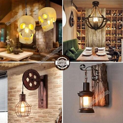 Nordic Retro Led Wall Candle Lamp Light Decoration Decor For Bedroom Home Kitchen Coffee Shop Living Room Skull Industrial Style