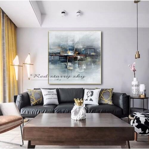 Modern abstract line gray canvas art painting living room bedroom hand-painted home decoration large wall decoration