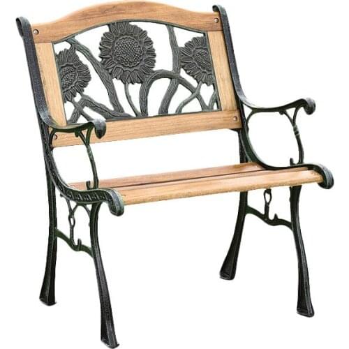 Outdoor Single Park Chair Community Courtyard Solid Wood Anticorrosive Cast Iron Backrest Wrought Iron Square Garden Rest Area