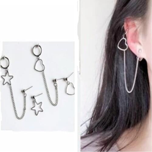 Ex1220 New Listing Geometric Elements Cool Minimalist Style Round Pentagram heart One-piece earrings Bridal Jewelry Accessory