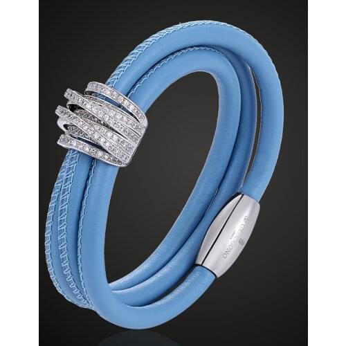 Zlxgirl jewelry Brand Cubic Zircon bracelet and bangle best womens fine Christmas gifts imitation leather bracelet accessories