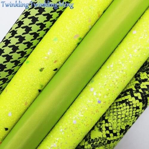 YELLOW Glitter Fabirc, Faux Leather Fabric, Snake Synthetic Leather Fabric Sheets For Bow A4 21x29CM Twinkling Ming XM588