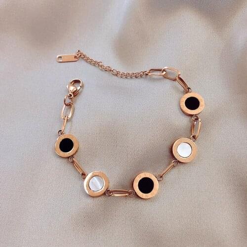 Leaf Luxury Famous Brand Jewelry Rose Gold Stainless Steel Roman numerals Bracelets & Bangles Female Charm Bracelet For Women