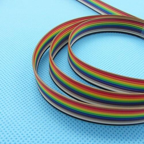 10meters /lot Ribbon Cable 10 WAY Flat Cable Color Rainbow Ribbon Cable Wire Rainbow Cable 10P 1.27MM Pitch