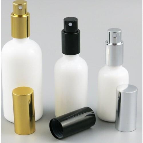 200pcs x Refillable Natural White Glass Bottle With Aluminium Sprayer 30ml 50ml 100ml White Glass Parfume Bottle