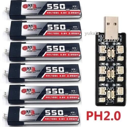 MAX 100C GNB 1S HV 3.8v 550mAh 50C 4.35V Lipo Battery And Charger For RC FPV Racing Drone Spare Parts Accessories VS 250mah 3.7V