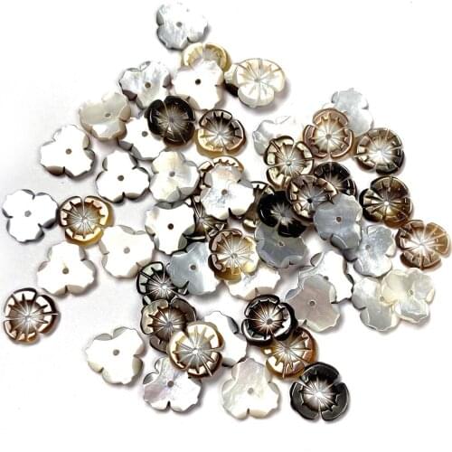 5pcs Carven Black Shell Flower Pure Natural Material Petals 3D Flower Beads For Handmade Necklace DIY Jewelry Making