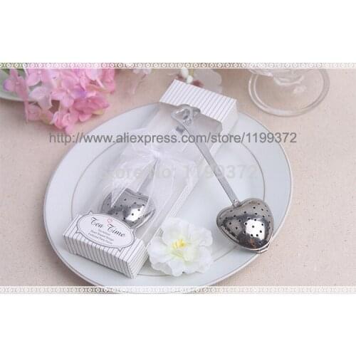 Fast DHL Free shipping 500pcs/lot wedding gift TeaTime Heart Tea Infuser Favor in Teatime Gift Box Heart Infuser in White Box