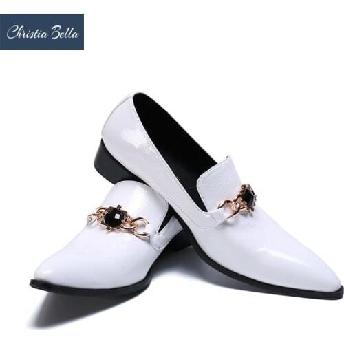 Christia Bella Men Slip on Leisure Nightclub Style Shoes Low Help Comfort Zapatos Hombre Vestir Forma White Wedding Shoes Men
