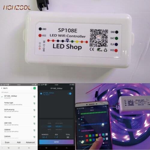 DC5-24V Sp108E Wifi 5050LED Magic Controller 2048pixels 2811 6803 2812 dmx512 etc Big compatible Wireless IOS 10/Android 4.4
