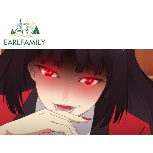 EARLFAMILY 13cm x 7.3cm for Kakegurui Yumeko Car Stickers Simple Vinyl Decals Waterproof Vehicle Skateboard Decor Car Goods