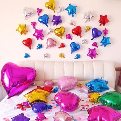 10pcs/lot 5/10inch Star Heart Foil Balloons Wedding Birthday Party Backdrop Decor Air Inflatable Globos Child Gifts Toy Supplies