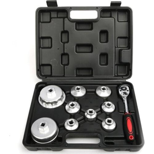 Oil Filter Cap Wrench Metric 10pcs Socket Set Tool Kit 24mm To 65mm for B-M-W Merc-edes V-W Pa-per Toy-ota 1.8L 2.5L 5.7L Engine