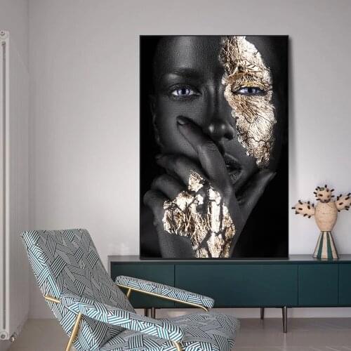 Black Girl With Silver Eyes Canvas Paintings On The Wall Art Posters And Prints African Woman Art Pictures Home Wall Decoration