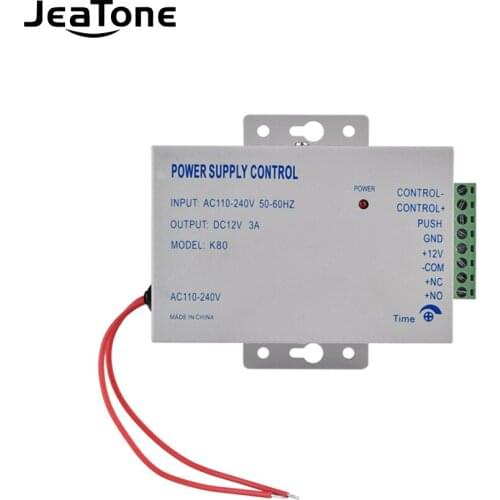 Jeatone Door Access System Electric Power Supply Control DC 12V 3A Miniature Power/Electric Lock Power/Access Control System