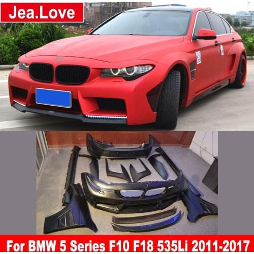 HM Style Car Body Kit PP Unpainted Front and Rear Bumper Fender Side Skirts Spoiler For BMW 5 Series F10 F18 535Li 2011-2017