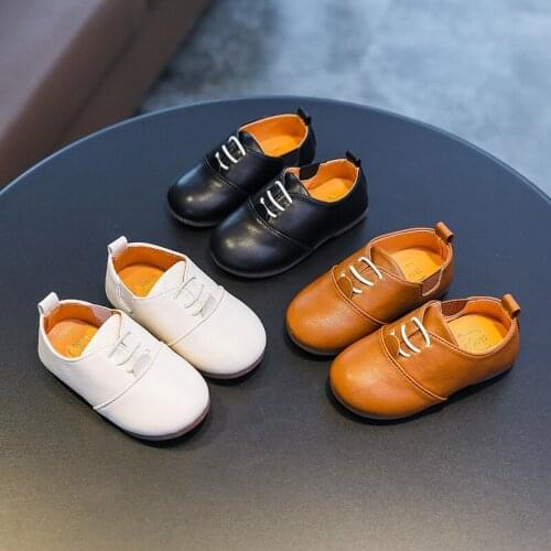 Leather Shoes Kids Girls Spring Autumn Children Boys Casual Dance Shoe Soft Bottom Sneakers Black White SMG021