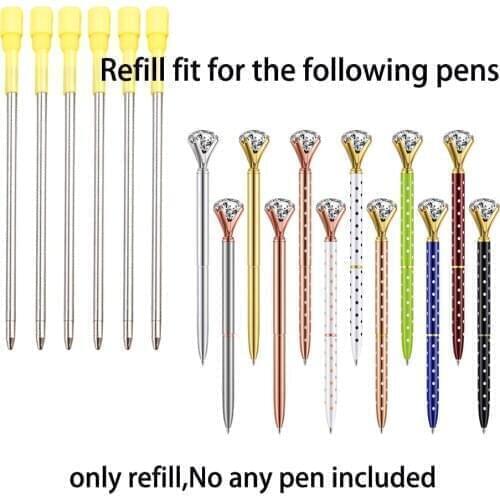 1000 pcs/lot Metal refill for Crystal Big Diamond Ballpoint pen black blue ink color School Office Stationery Supplies 8.2 cm