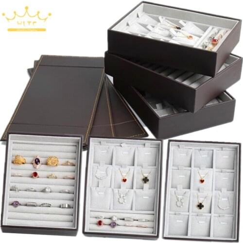 Multi-functional PU Leather Ring Pendant Jewelry Tray Jewelry Display Press on Nail Packaging Box