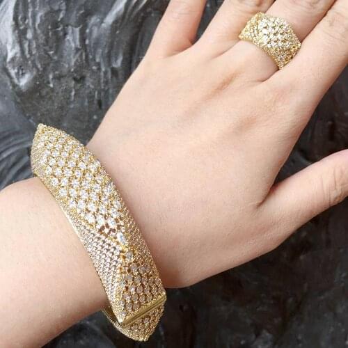 ModemAngel Luxury flower Bangle Ring Sets Fashion Dubai Bridal Jewelry Sets For Women Wedding Party Engagement