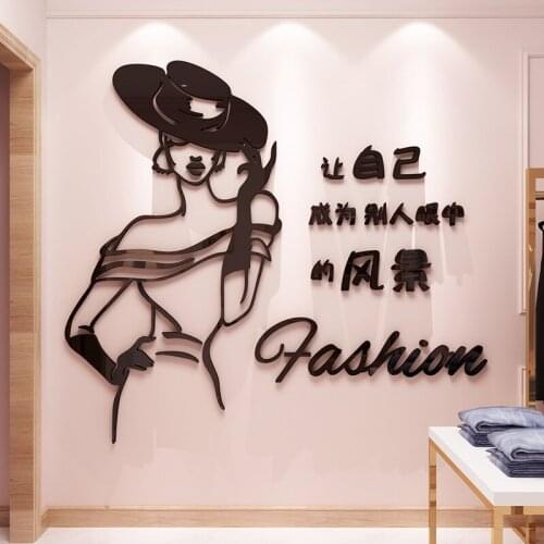 Fashion style Colorful modern girl acrylic DIY wall sticker 3D Living room hotel KTV bar cinema decoration Wall Sticker