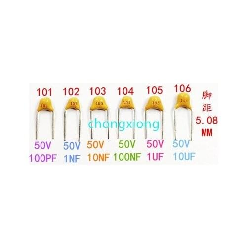 50PCS Monolithic Ceramic capacitor 50V 101 102 103 104 105 106 50V