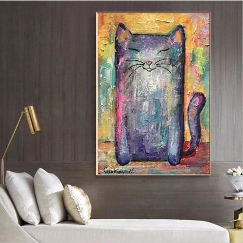 Cartoon Funny Cute Animal Cat Wall Art Canvas Painting Nordic Posters and Prints Wall Pictures for Living Bedroom Decoration