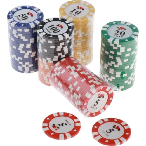 100 Pieces Chip Poker Vegas Set Card Game Casino Fun Home Gift Poker Variety