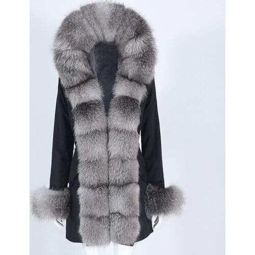 OFTBUY 2021 New Waterproof Real Fur Coat Winter Jacket Women Natural Fox Fur Collar Hooded Long Parka Warm Outerwear Streetwear
