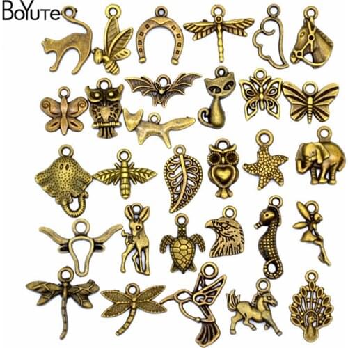 BoYuTe Mix 30 Styles Handmade Diy Jewelry Accessories Alloy Charms Pendant for Bracelet and Necklace Making