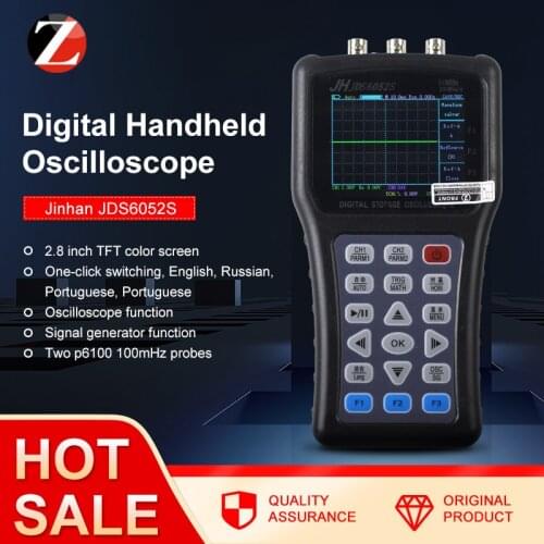 Handheld digital oscilloscope 2 channels Portuguese Russian Spanish 100mHz probe JDS6052S signal generator portable oscilloscope