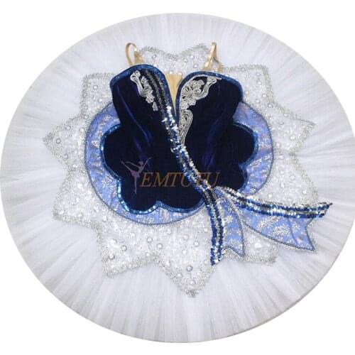 Adult professional ballet tutu blue white Flames of Paris women ballet stage tutu costume performance pancake tutu