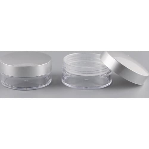 5PCS 50ML Clear Plastic Loose Powder Case With Silver Cover High-grade Makeup and 2 Shape Of Sifter Portable Cosmetic Jar