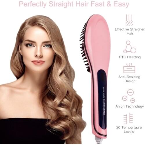 Electric Hair Comb Ceramic Hair Straightener Brush Fast Straightening LCD Display Digital Heating Hair Brush Beauty Care Tools