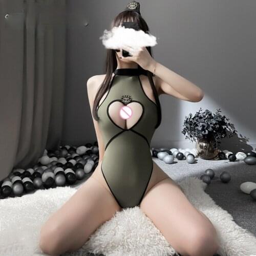 Sexy Lingerie for Women Erotic Hollow Bodysuit One-piece Swimsuit Female Police Instructor Uniform Temptation Suit See Through